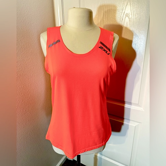 Free People 2XU GHST G: Run Tank Sunburst Orange Reflective Stripes Size L NWOT - Picture 1 of 10